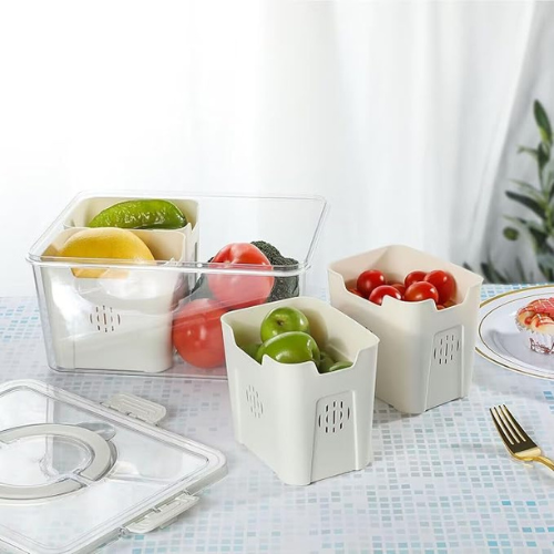 Organizador Hermético 4 Divisiones -para Frutas y verdura.🥦🌶️