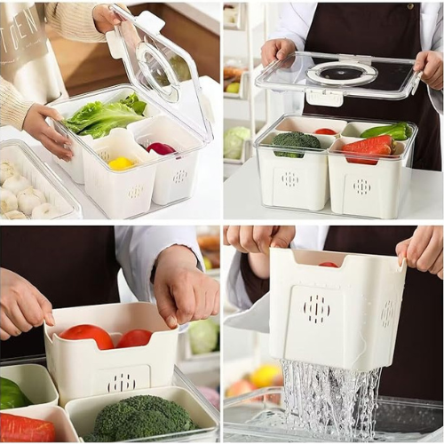 Organizador Hermético 4 Divisiones -para Frutas y verdura.🥦🌶️