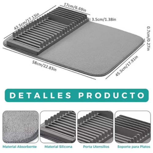 Tapete Escurridor De Loza Absorbente Organizador De Platos