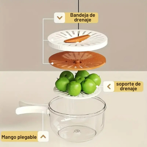 Contenedor con Escurridor  3 En 1 🥦🍇