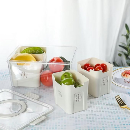 Organizador Hermético 4 Divisiones -para Frutas y verdura.🥦🌶️