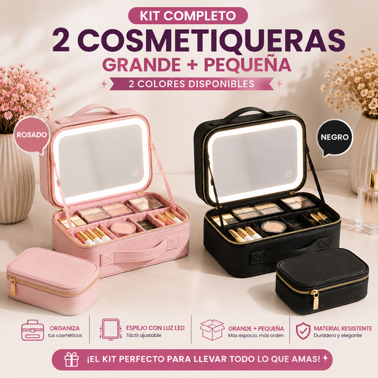 KIT BEAUTY  LLEVA 2 COSMETIQUERA GRANDE + PEQUEÑA💄