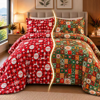 Edredón Navideño Doble Faz + Protector de Colchón GRATIS
