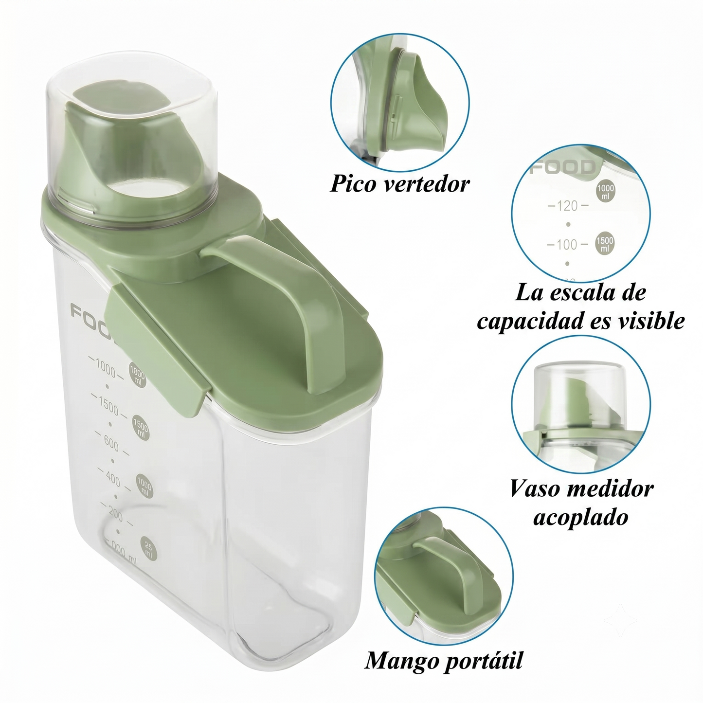 2 Contenedores 1.6 L con Sistema de Sellado Hermético♻️