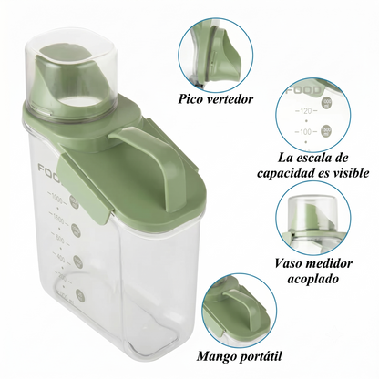 2 Contenedores 1.6 L con Sistema de Sellado Hermético♻️