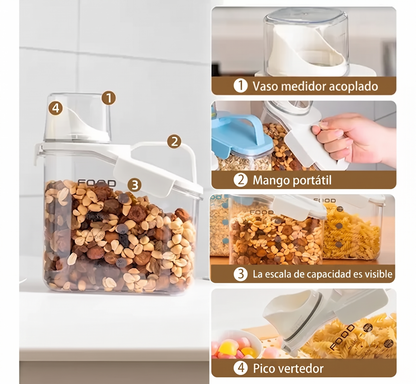 2 Contenedores 1.6 L con Sistema de Sellado Hermético♻️