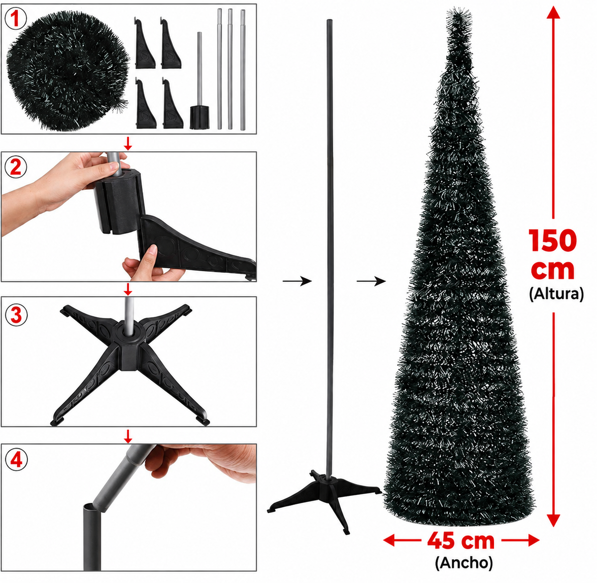 🎄Árbol Plegable 1.50 metros GRATIS 200 bombillos💡