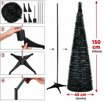 🎄Árbol Plegable 1.50 metros GRATIS 200 bombillos💡