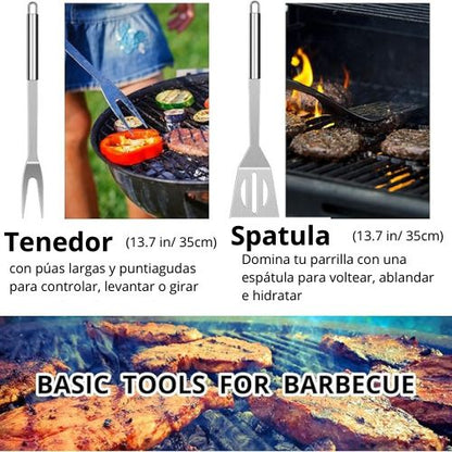JUEGO DE BARBACOA DE ACERO INOXIDABLE
