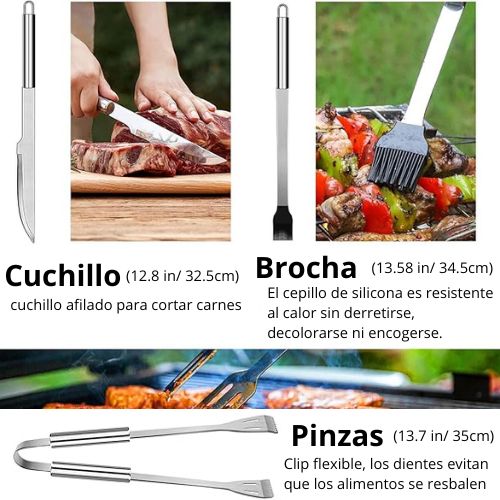 JUEGO DE BARBACOA DE ACERO INOXIDABLE